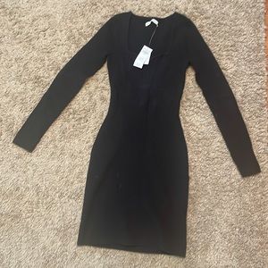 Women's long Sleeve Portrait Neck Mini Sweater Dress